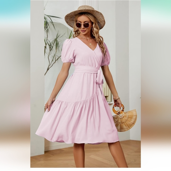 Puff Sleeve Midi Dress - Picture 3 of 17